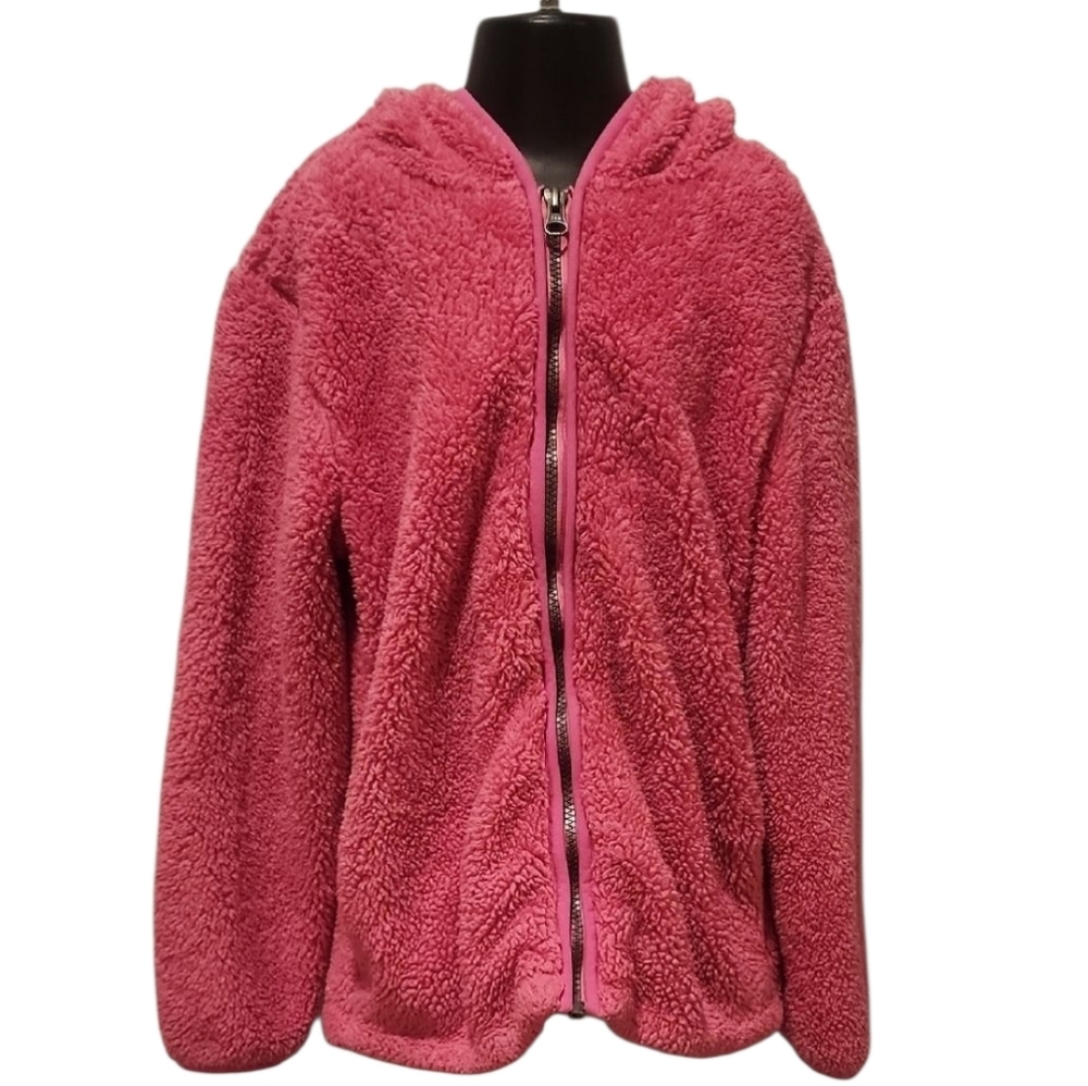 Hanna Andersson Power Pink Marshmallow Hooded Jacket 130